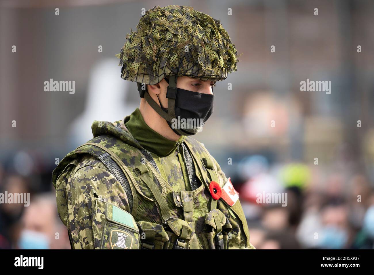 Remembrance Day Ceremony, Old City Hall, Toronto, Canada 2021 Stock Photo