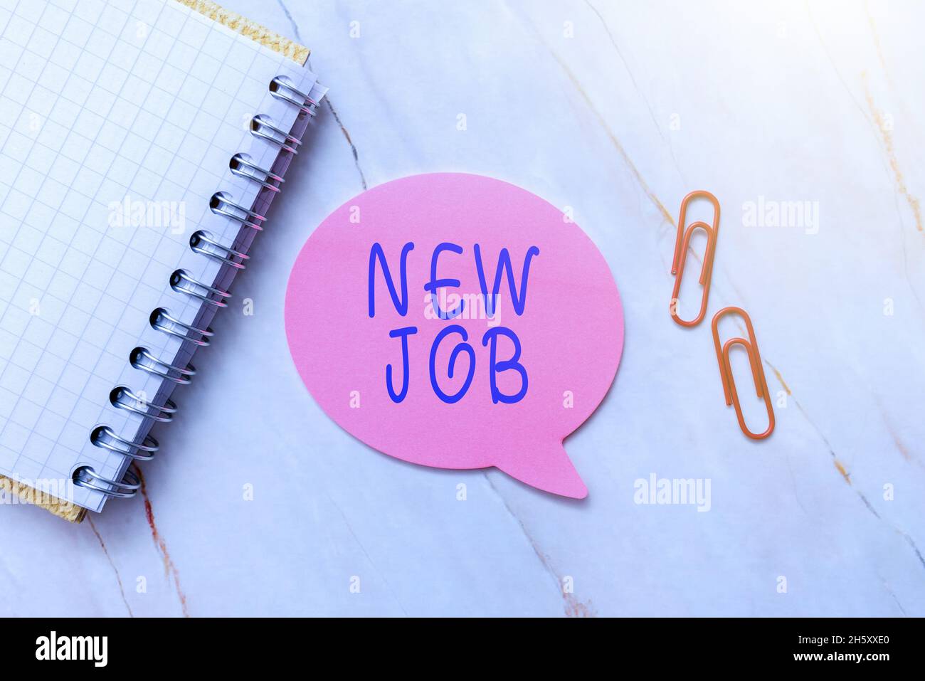 Hand writing sign New Job. Internet Concept recently having paid ...