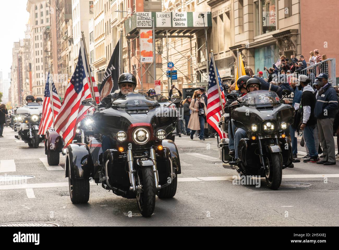 Manhattan, 5th Avenue, New York City  USA: November 11, 2021: Annual Veteran's Day Parade ; New York Bikers and Biker's Clubs Stock Photo
