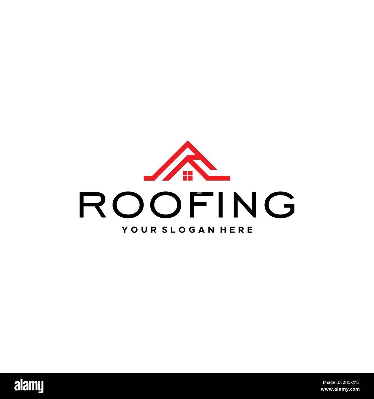 minimalist ROOFING real estate chimney logo Stock Vector