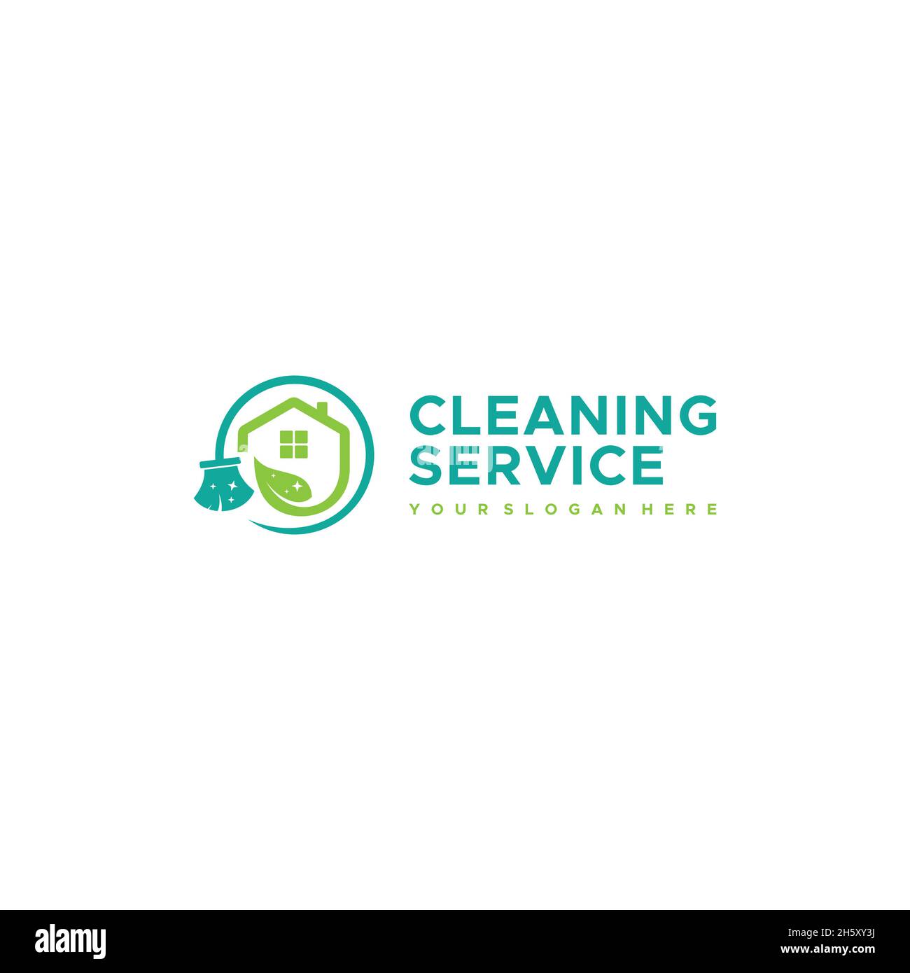 modern CLEANING SERVICE broom home logo design Stock Vector