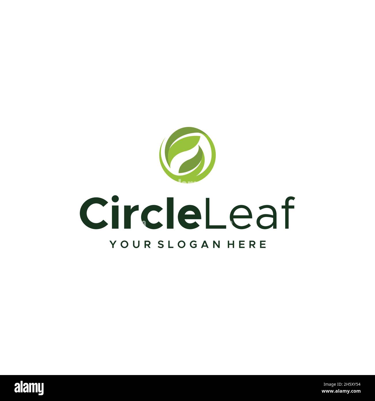 minimalist CircleLeaf leaves plants logo design Stock Vector