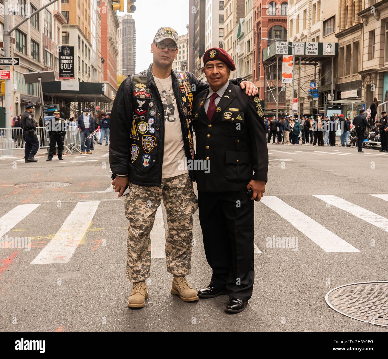 Manhattan, 5th Avenue, New York City  USA: November 11, 2021: Annual Veteran's Day Parade ; American veterans of foreign wars; American heroes Stock Photo