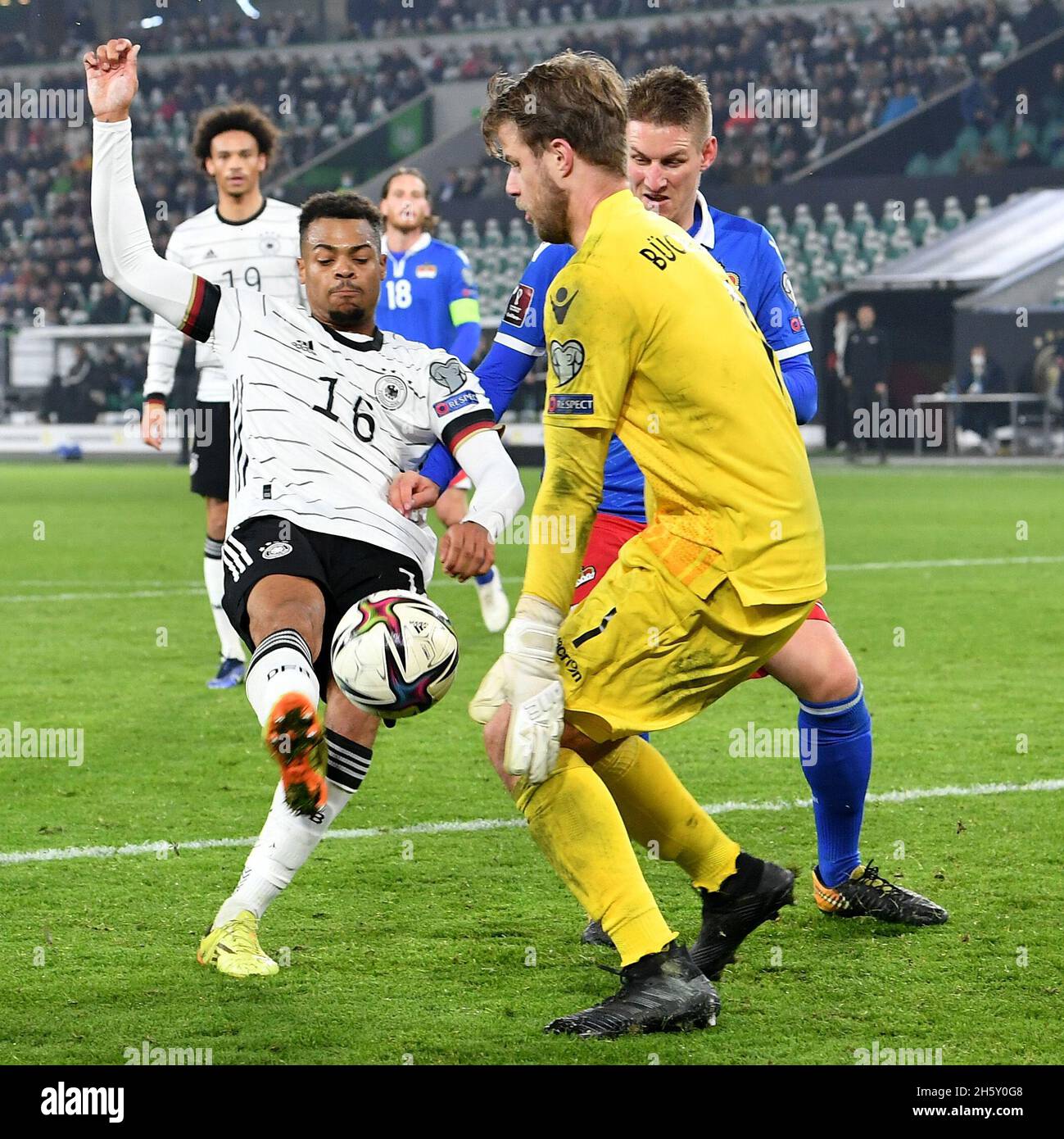 Wolfsburg Germany 11th Nov 21 Lukas Nmecha Front L Of Germany Shoots During The Fifa World Cup Qatar 22 European Qualifiers Group J Football Match Between Germany And Liechtenstein In Wolfsburg Germany