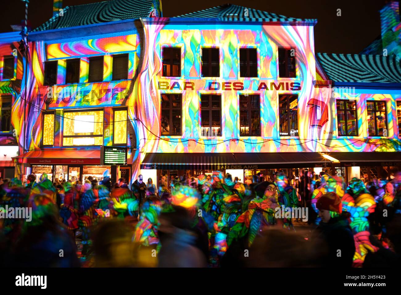 Ghent, Belgium. 11th Nov, 2021. People visit the Ghent Light Festival