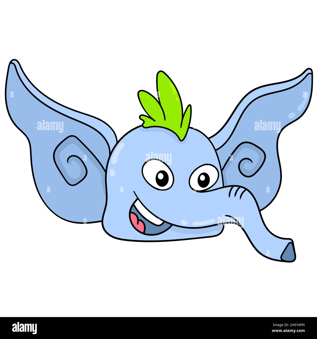 long trunk elephant animal head smiling Stock Vector