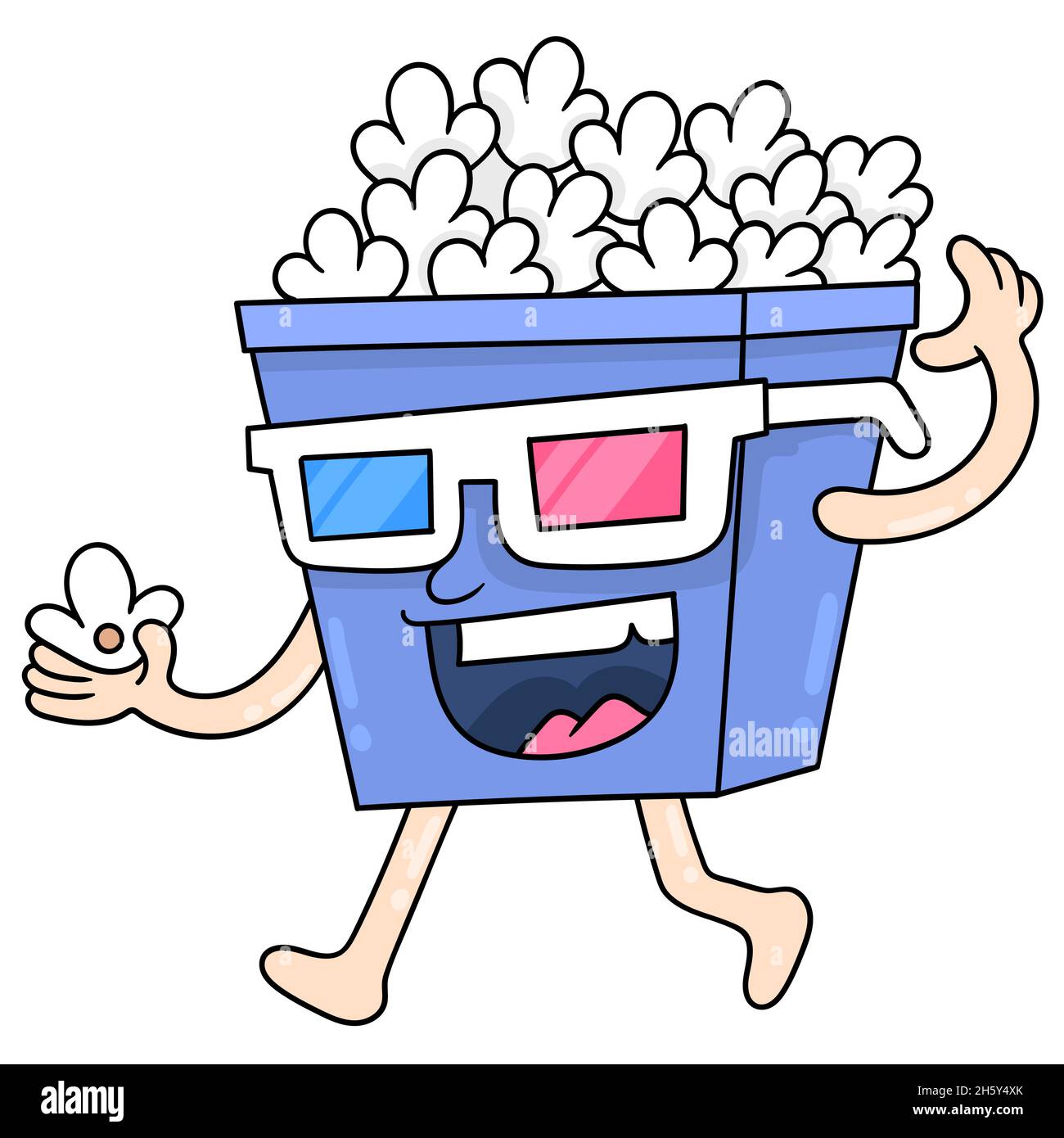 popcorn container wearing glasses Stock Vector