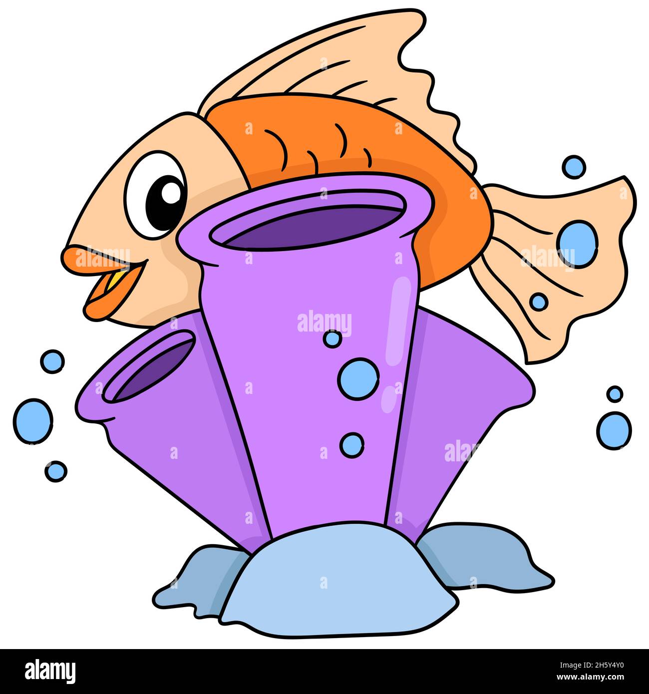 An orange fish on the seabed is history Stock Vector Image & Art Alamy