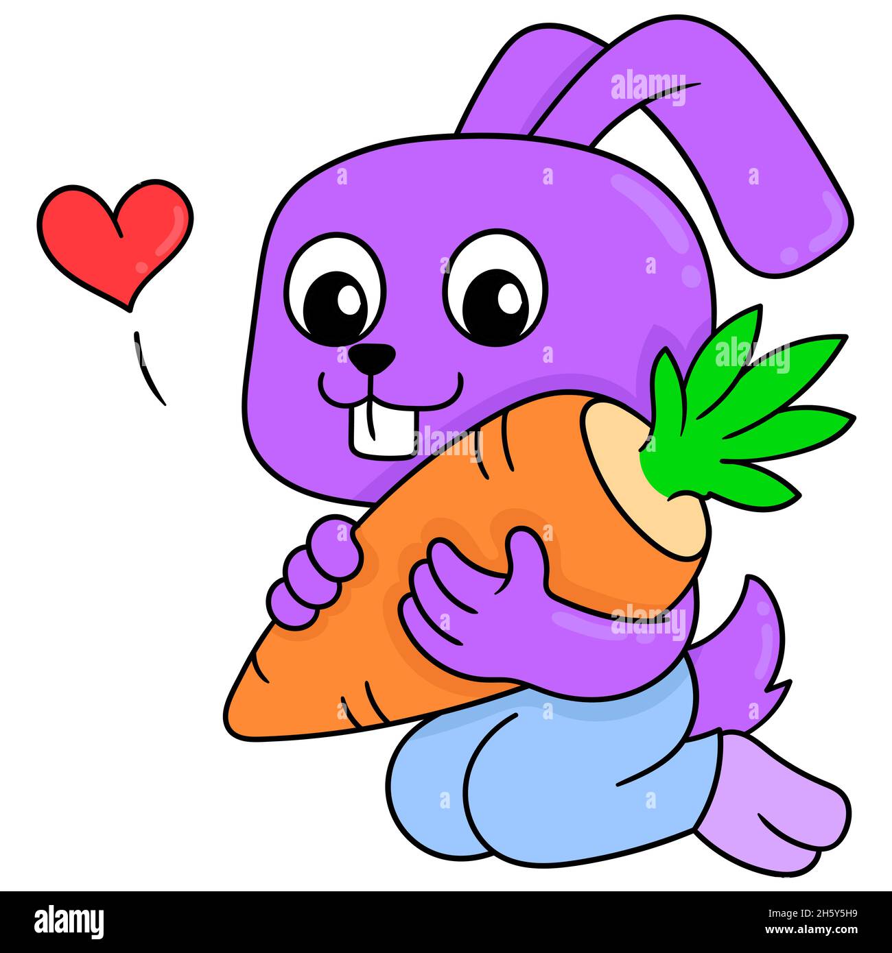 Happy bunny loves big carrots Stock Vector