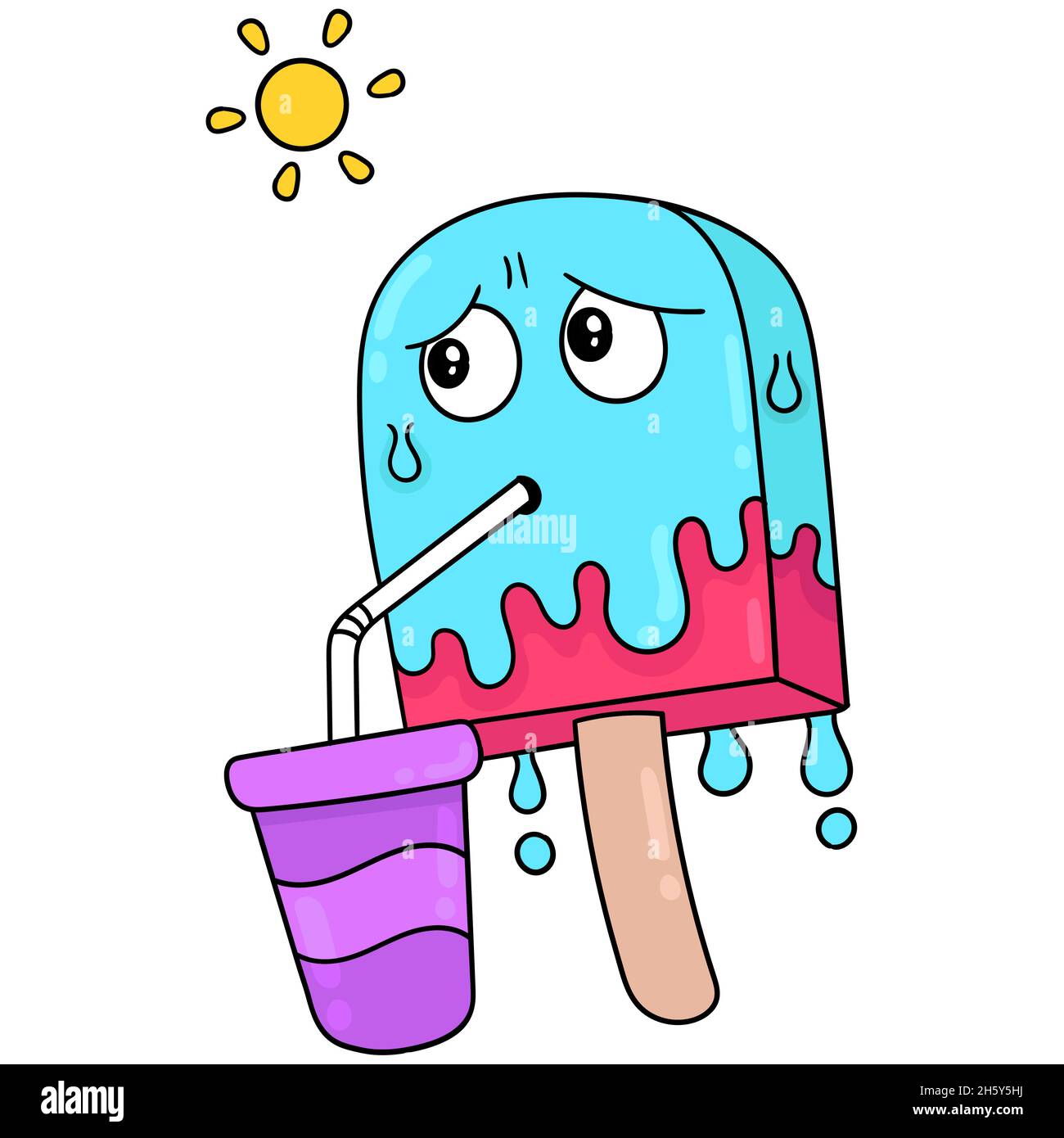 the ice cream is melting in the sun Stock Vector