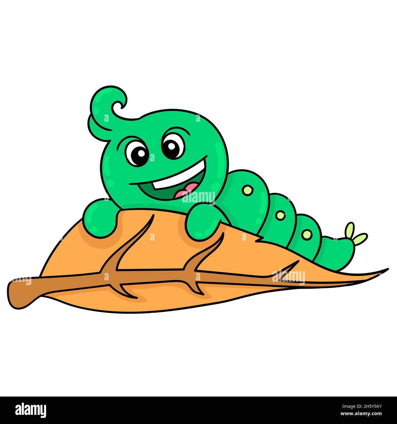 Green caterpillar leaf Stock Vector Images - Alamy