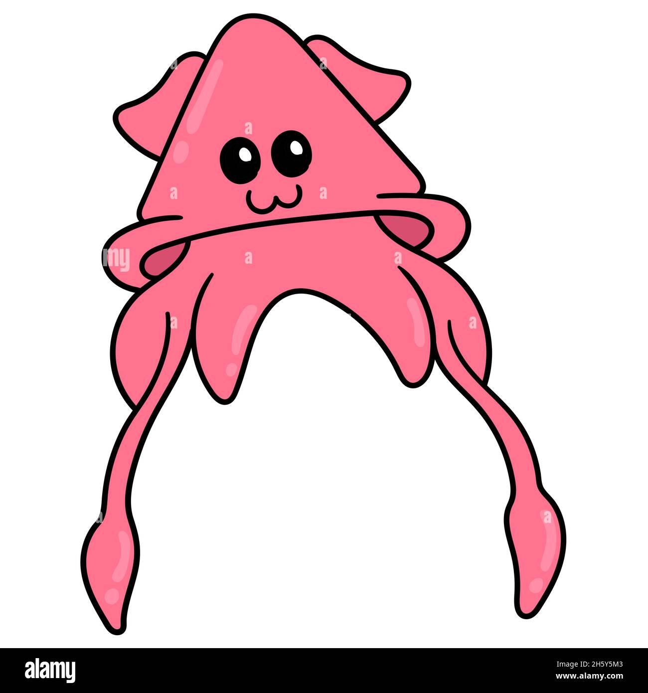 cute pink faced octopus with long tentacles Stock Vector