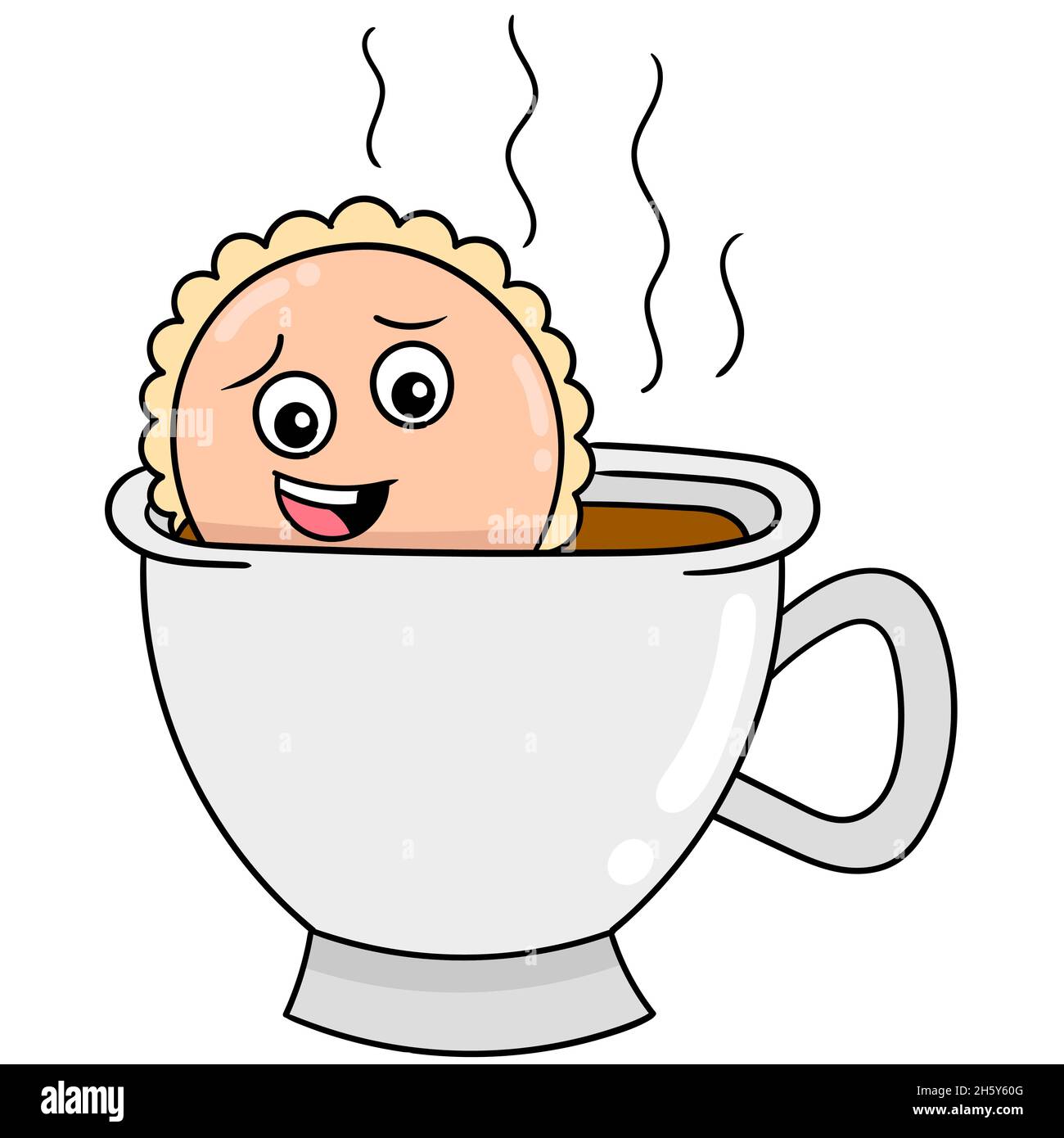 scared faced cake in a hot cup of coffee Stock Vector Image & Art Alamy