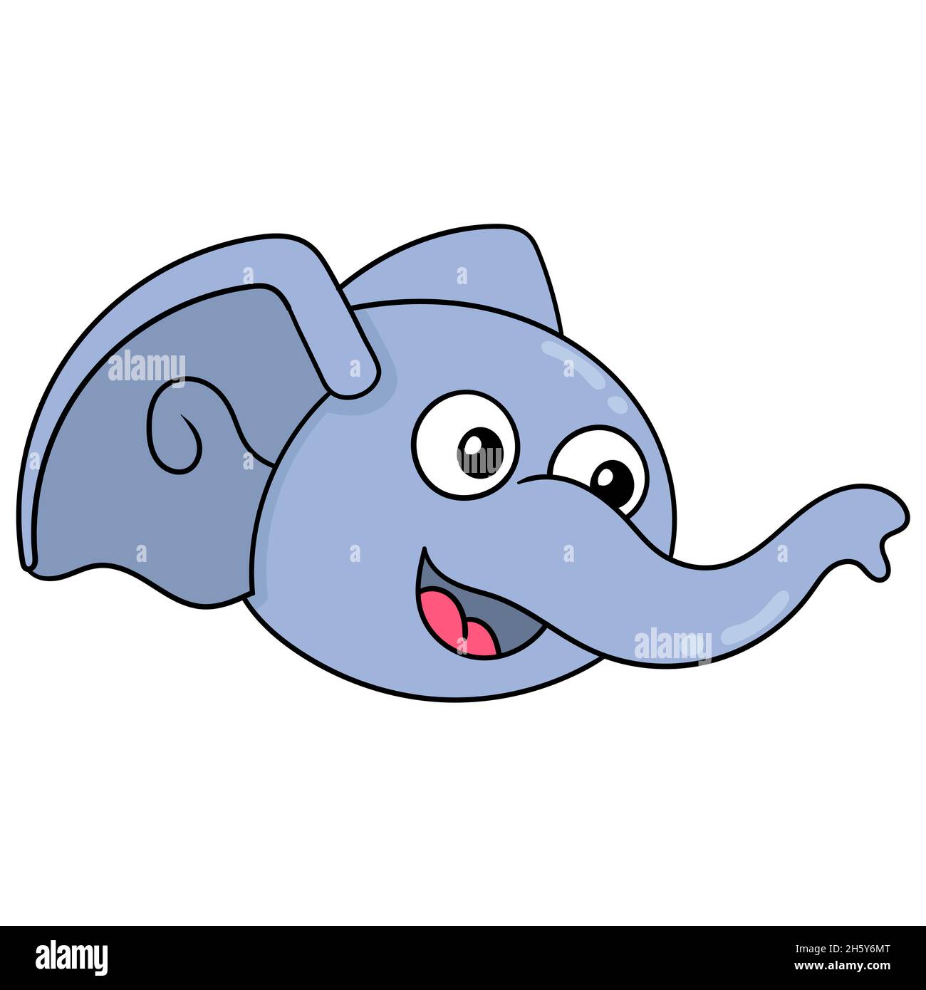 elephant head with long trunk laughing happily Stock Vector