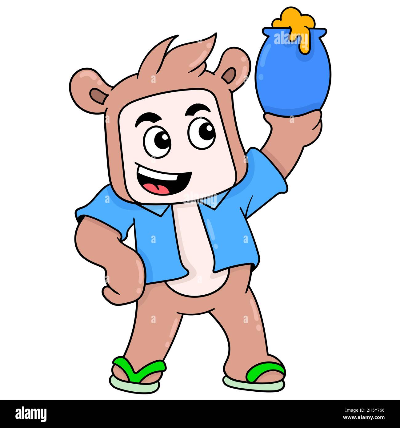 happy bear carrying a jar full of honey Stock Vector Image & Art - Alamy