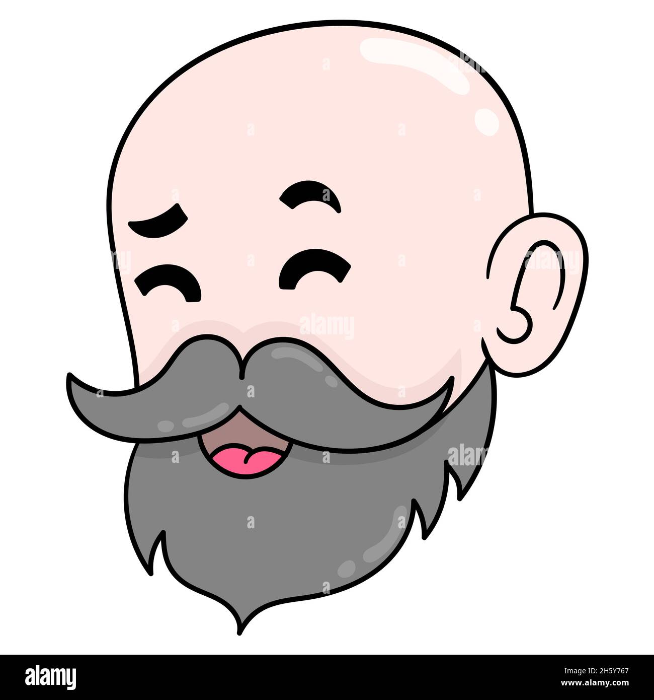 bald old man with beard and thick mustache smiling kindly Stock Vector ...