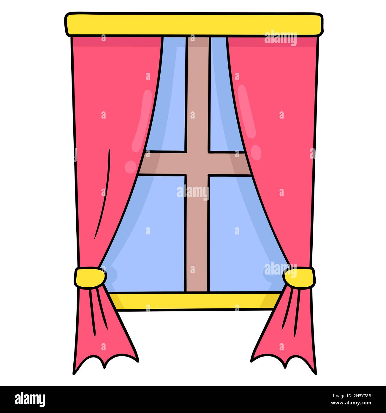 home window interior with beautiful curtains Stock Vector Image & Art ...