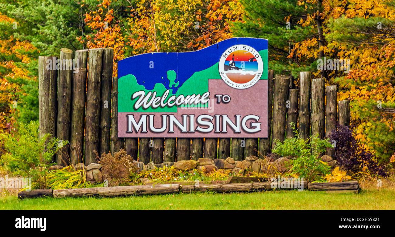 Downtown Munising, Michigan Stock Photo Alamy