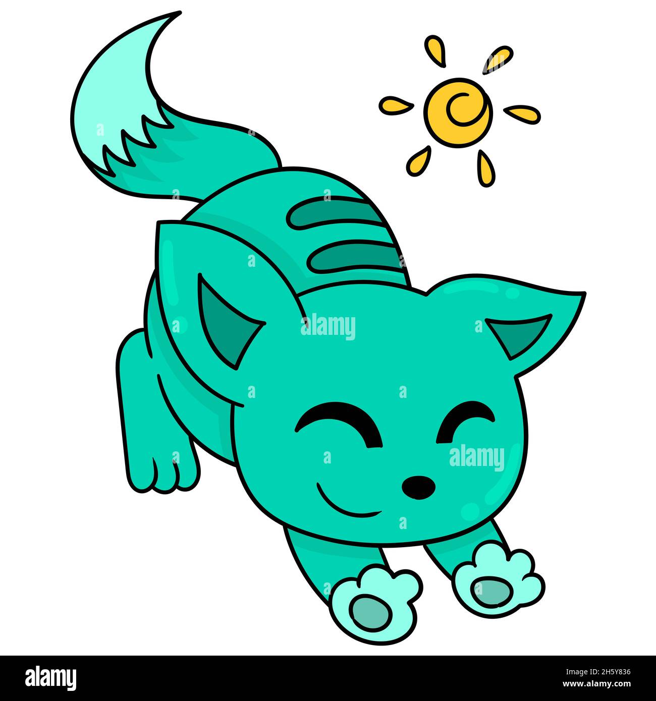 the cat is stretching because it is lazy Stock Vector Image & Art Alamy