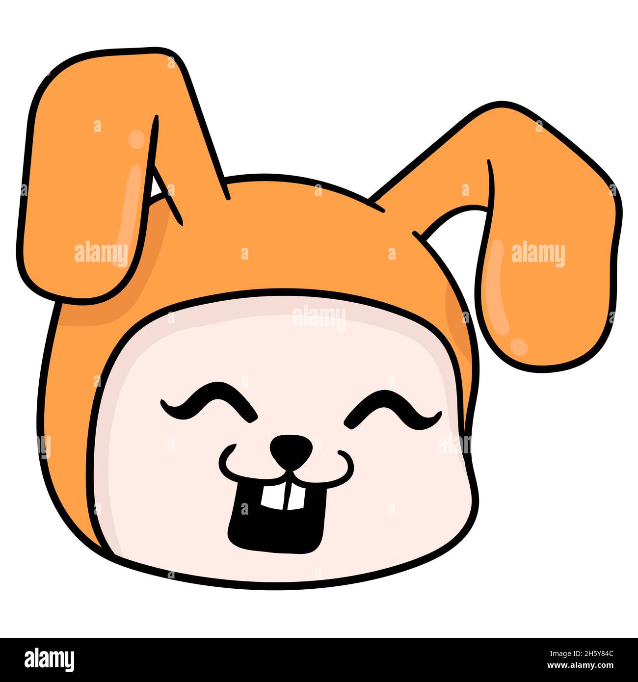 Kawaii Cute Cat Face with Ears. Positive Emotions. Cartoon Vector