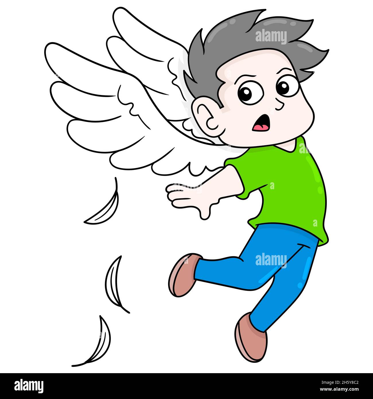 handsome man with angel wings flying Stock Vector