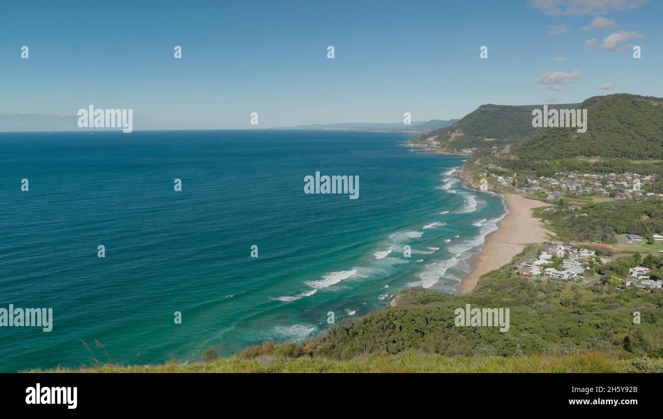 morning view from stanwell tops towards sea cliff bridge Stock Photo
