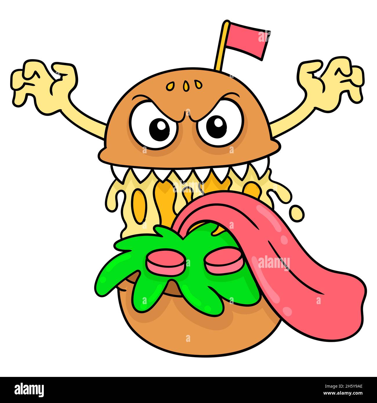 spooky burger monster filled ready Stock Vector