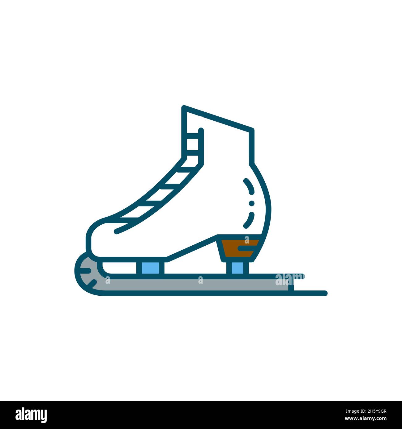 Ice skate colorful icon. Winter fun sport entertainment. Pixel perfect