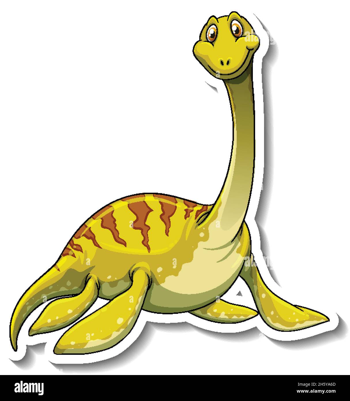 Elasmosaurus dinosaur cartoon character sticker illustration Stock ...