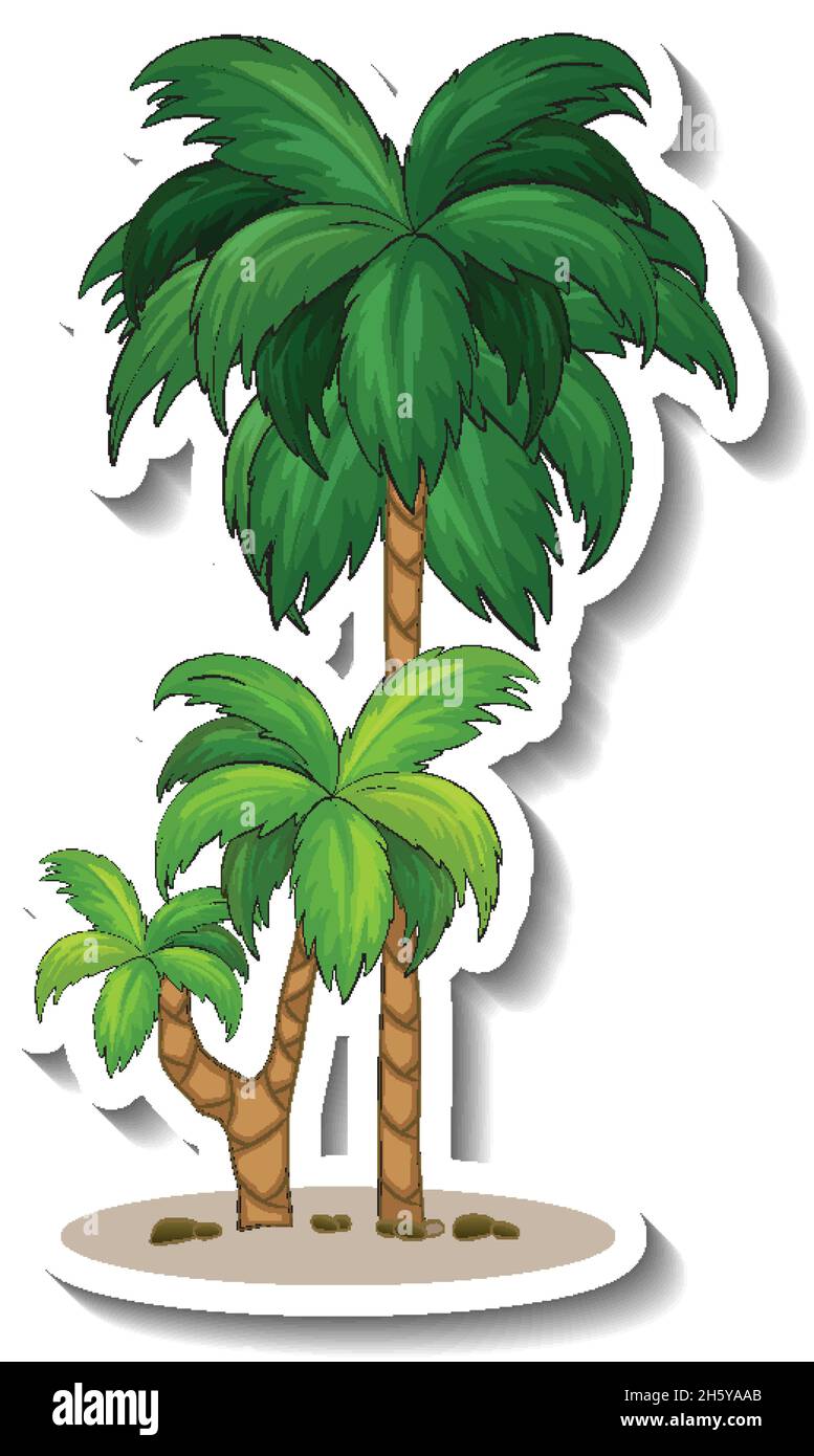 Palm tree sticker on white background illustration Stock Vector Image