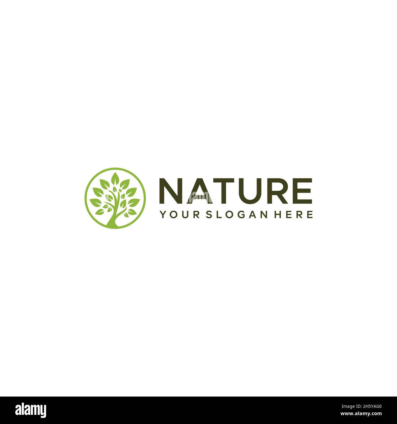 minimalist NATURE circle leaves plants logo design Stock Vector