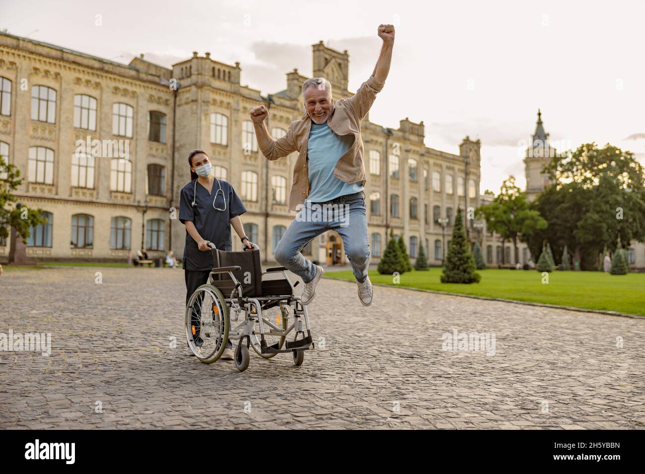 Overjoyed Disabled Handicapped Mature Man Can Walk Again Recovering