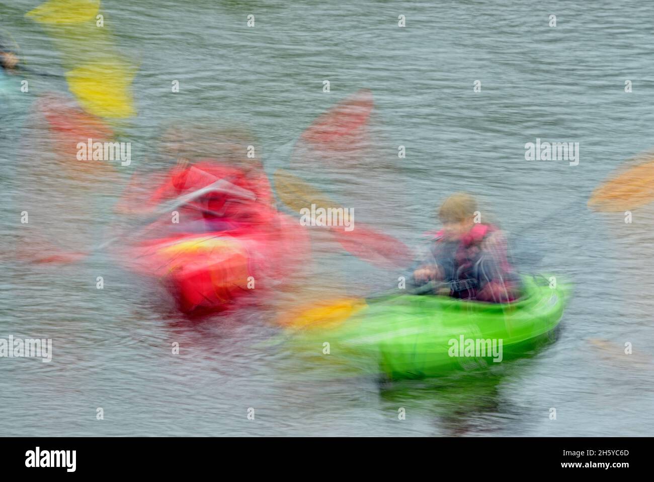 Namekagon River with kayakers, St. Croix National Scenic Riverway, Wisconsin Minnesota state line, USA Stock Photo
