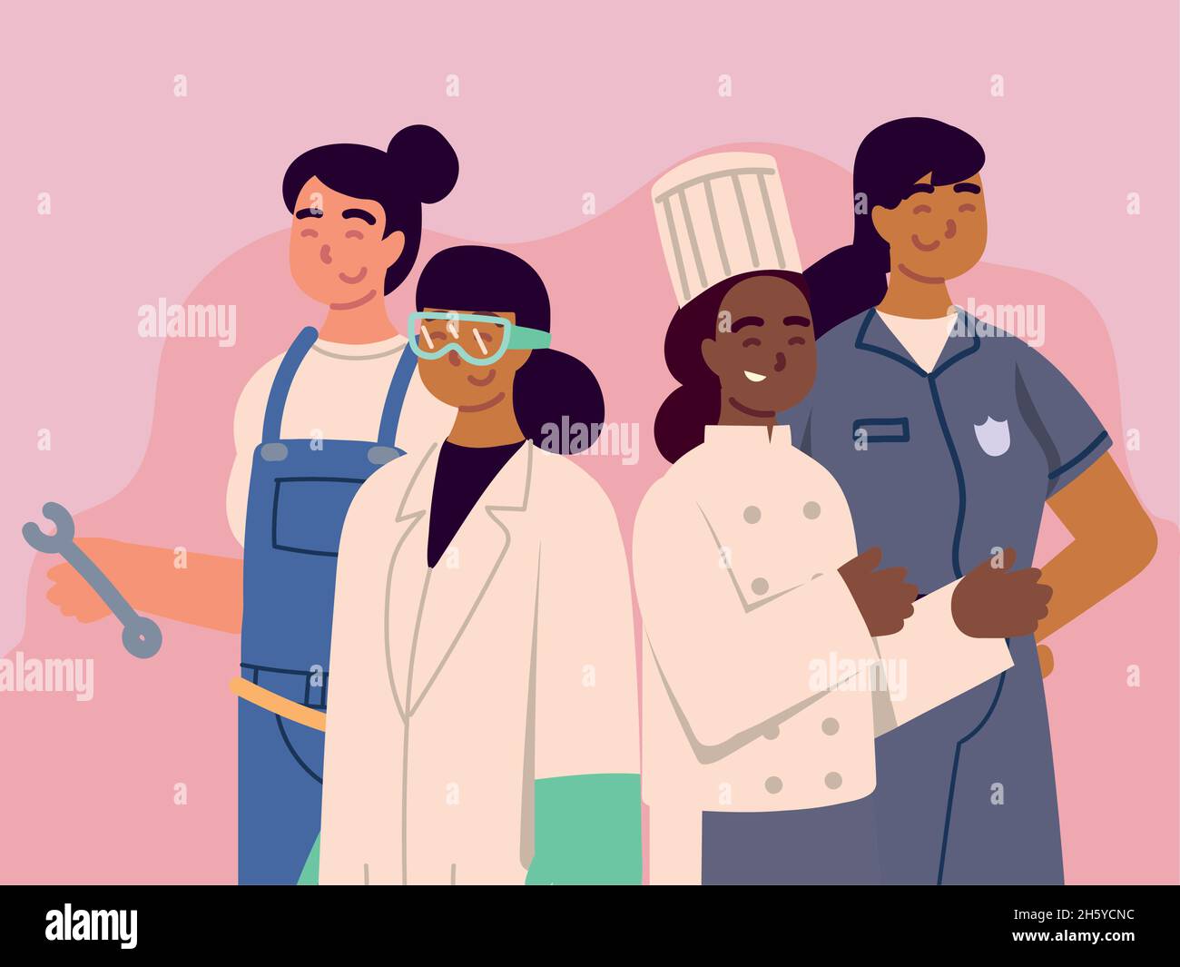 Women construction workers group Stock Vector Images - Alamy