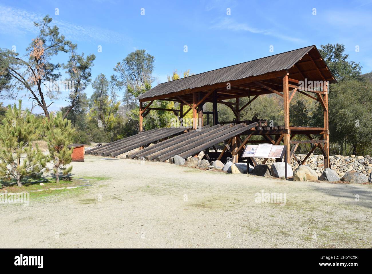 Replica of Sutter's Mill.  Marshall Gold Discovery State HIstoric Park. Stock Photo