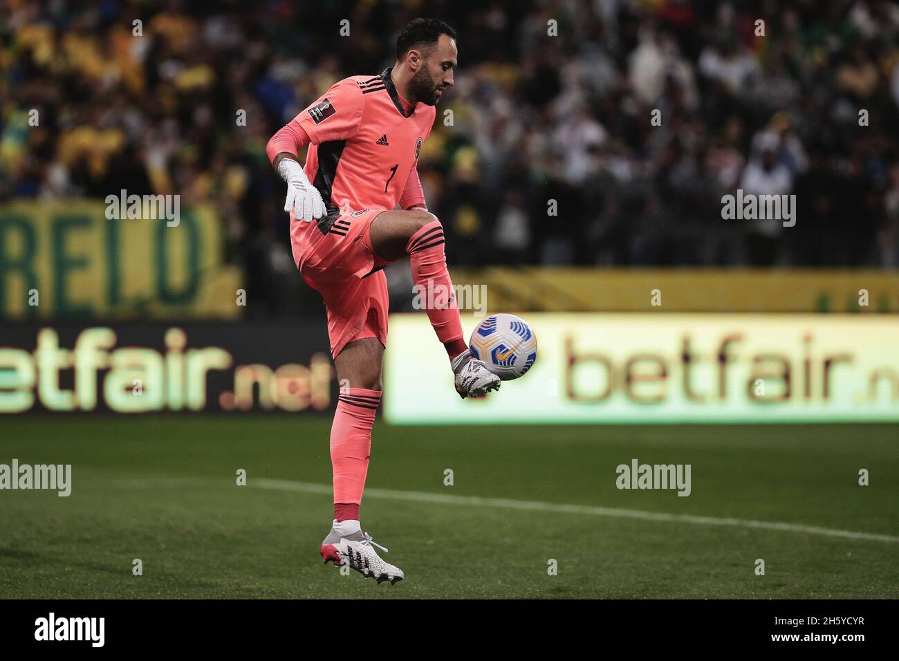 Sao Paulo, Brazil. 12th Nov, 2021. SP - Sao Paulo - 11/11/2021 - WORLD CUP 2022 PLAYOFFS, BRAZIL X COLOMBIA - Ospina goalkeeper of Colombia during match against Brazil at Arena Corinthians stadium for World Cup 2022 qualifiers. Photo: Ettore Chiereguini/AGIF/Sipa USA Credit: Sipa USA/Alamy Live News Credit: Sipa USA/Alamy Live News Stock Photo