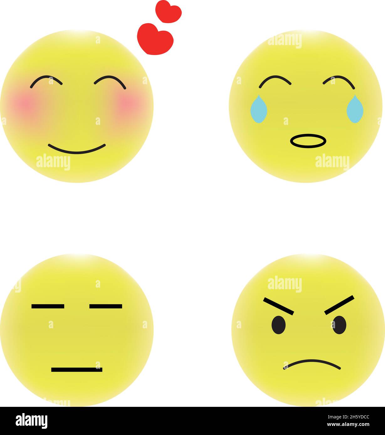Emoticons with various expressions. It is useful to use to convey emotions. Stock Vector