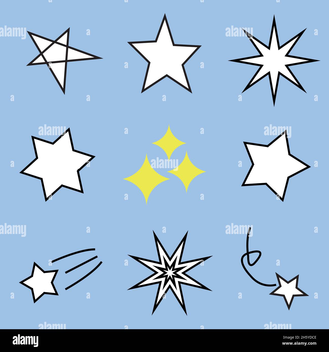 Collection of star icons of various shapes. It can be used as a decoration in various situations. Stock Vector