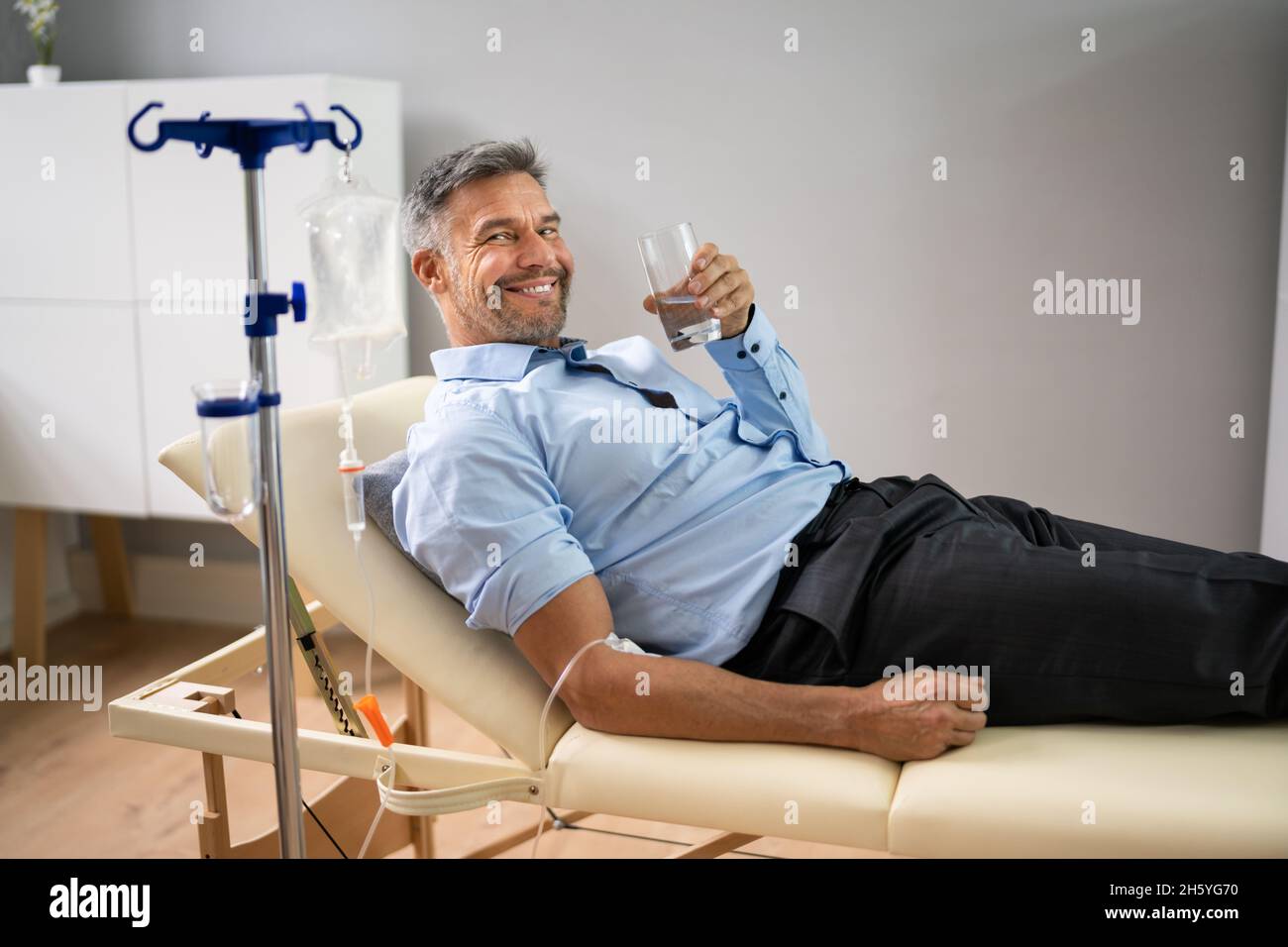 Vitamin Therapy IV Drip Infusion In Man Blood Stock Photo Alamy