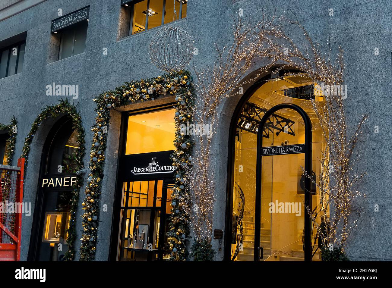 Showcases in Milan at Christmas time Stock Photo