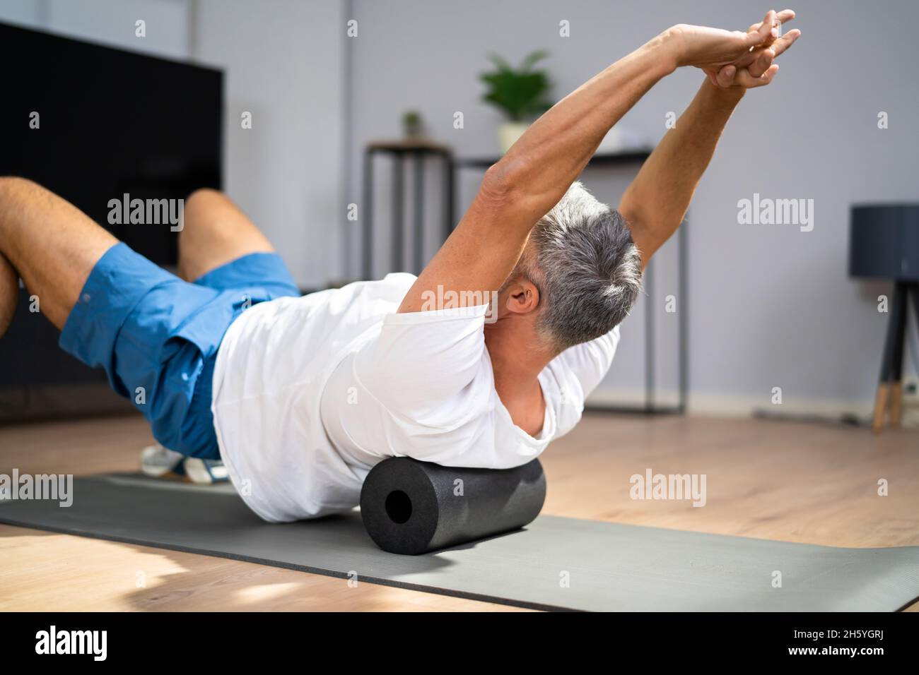 Foam Roller Healthy Back Workout Sport Training On Floor Stock Photo ...
