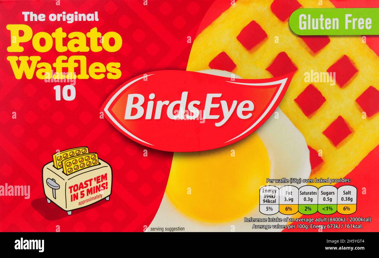 Box of 10 frozen Birds Eye potato waffles Stock Photo Alamy