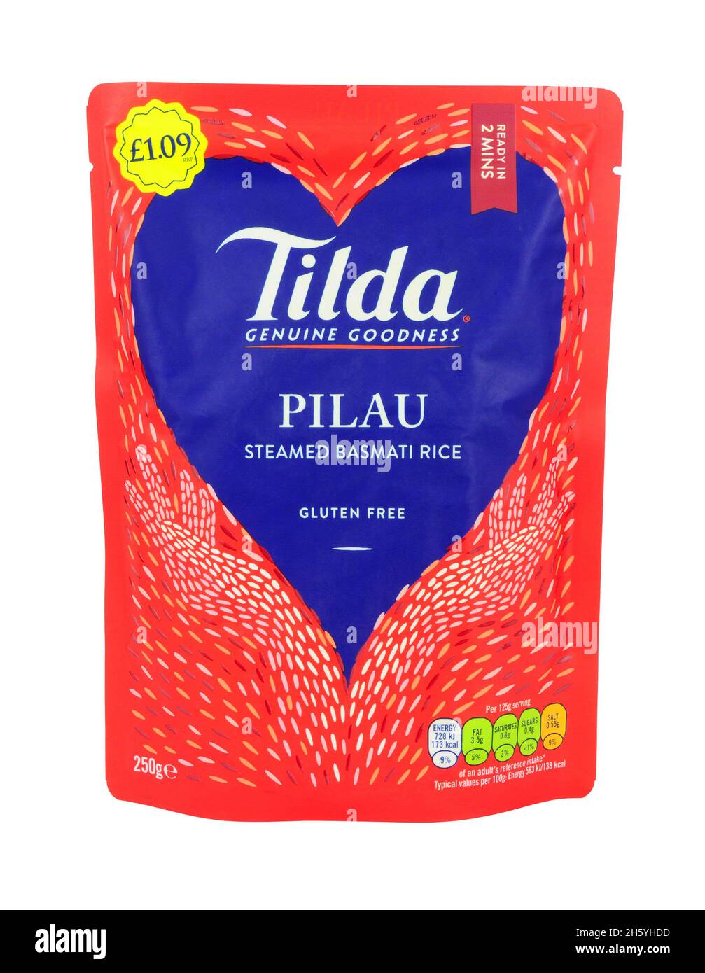 Tilda steamed pilau basmati rice gluten free 250g microwave pouch Stock