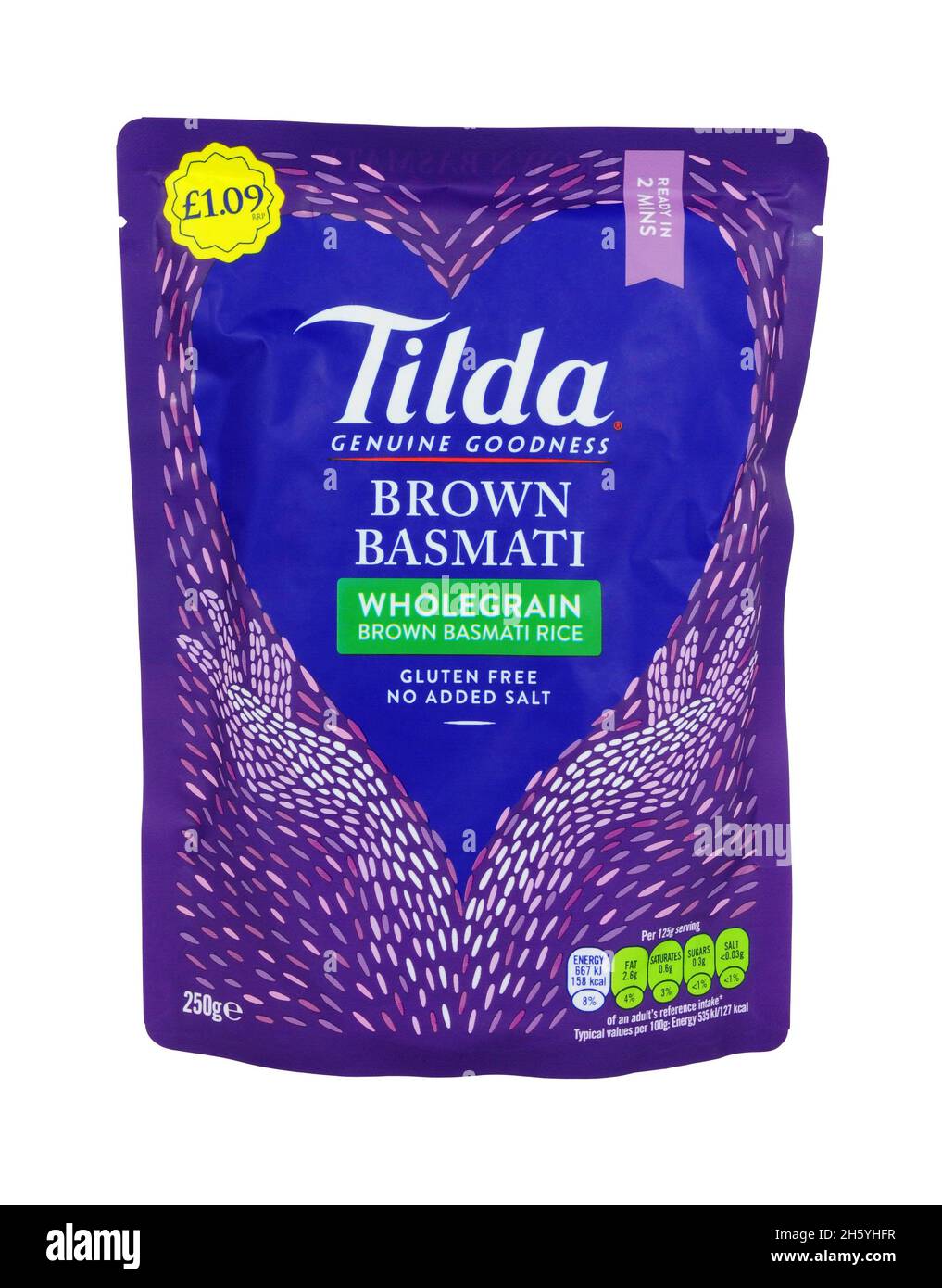 Tilda steamed wholegrain brown basmati rice gluten free 250g microwave pouch Stock Photo