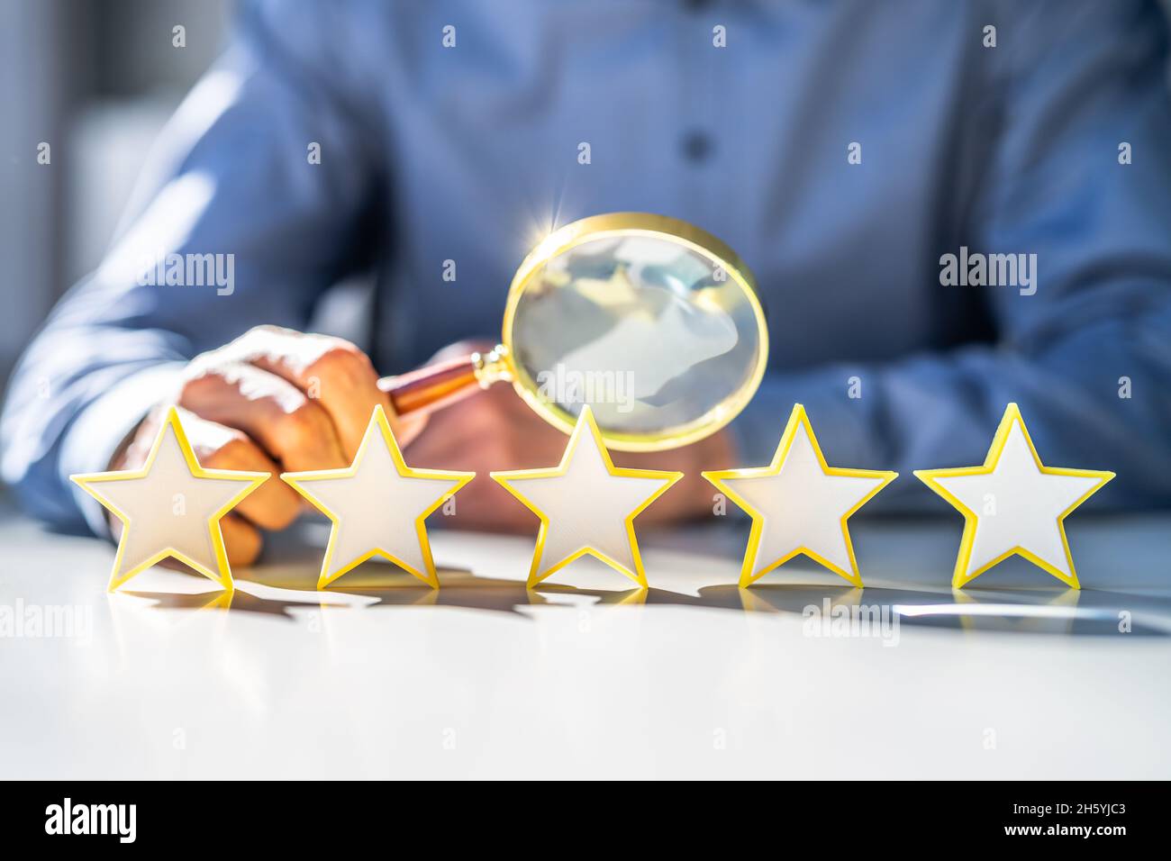 Hospitality Service Rate. Five Stars Services Review Stock Photo