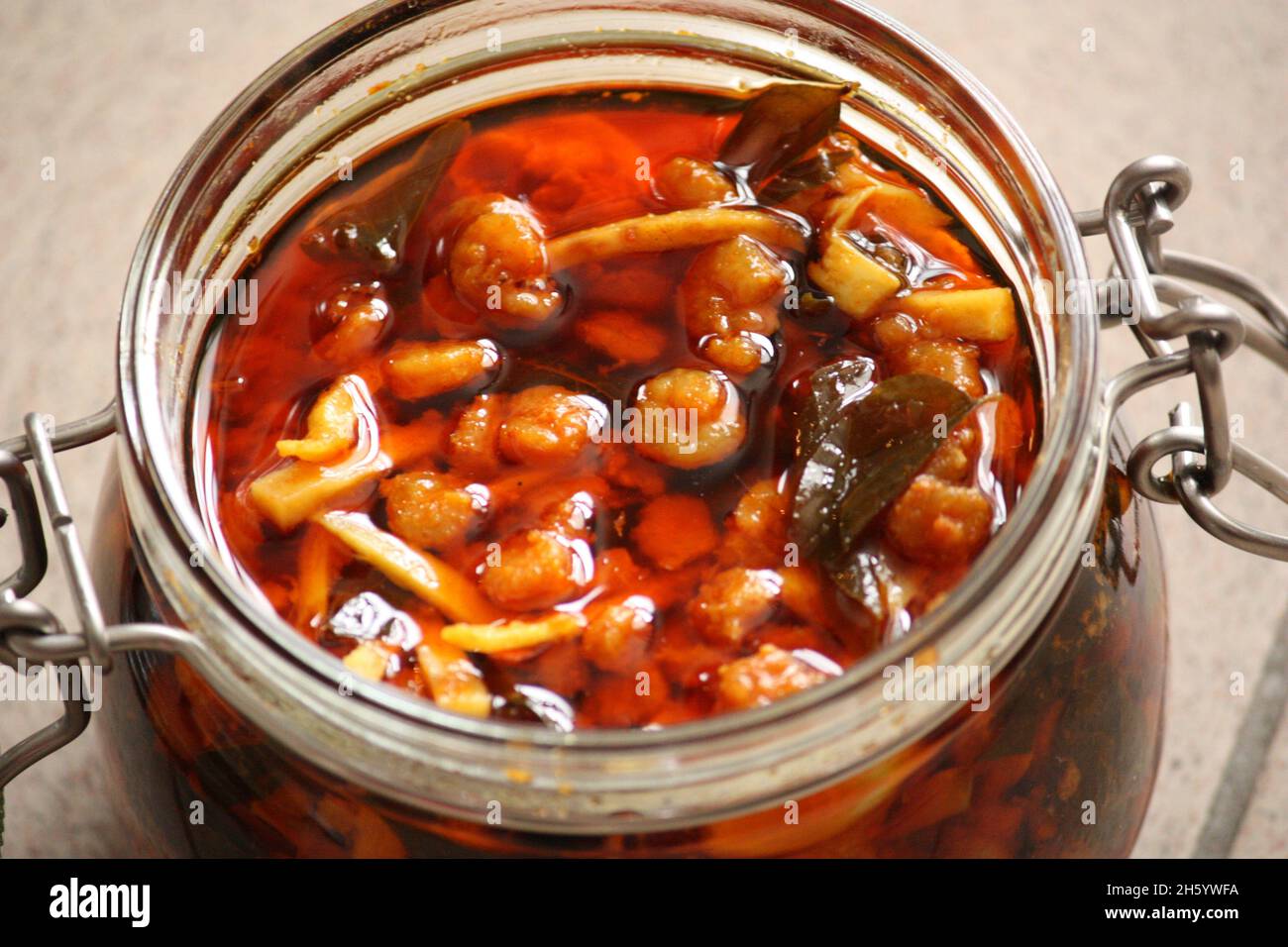 Delicious Spicy Prawn Pickle in a Glass Jar Stock Photo Alamy