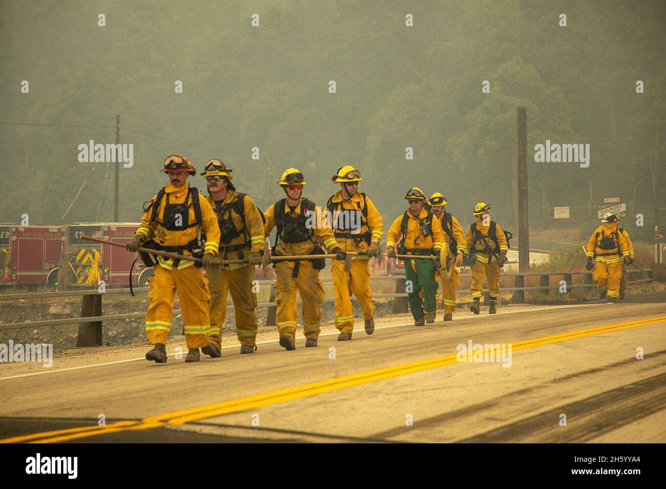 Firefighters at 2020 El Dorado Fire ca. 10 September 2020 Stock Photo