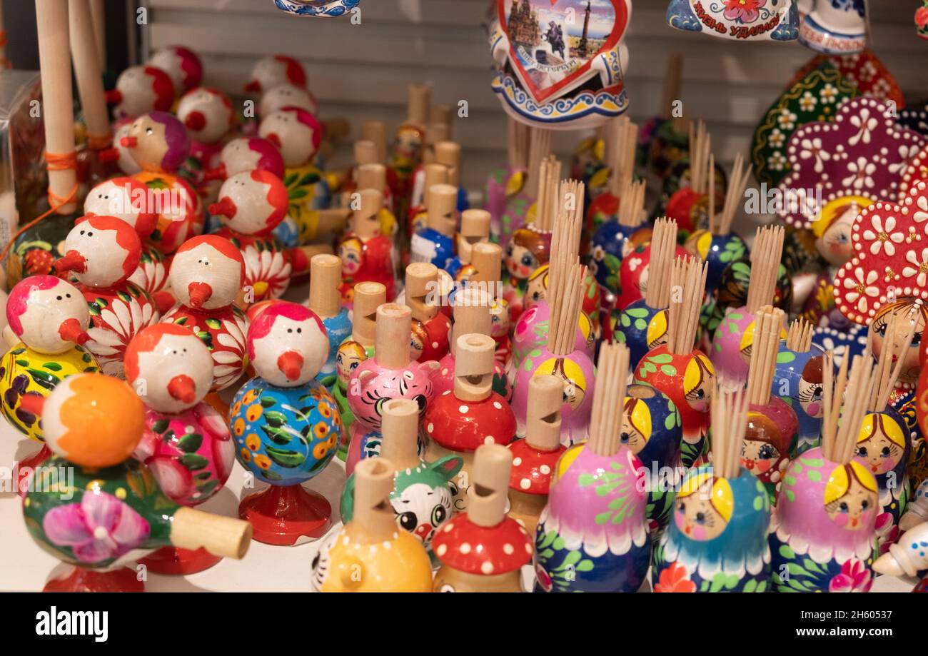 Budapest, Hungary 1 November 2021 Russian toys souvenirs, nesting