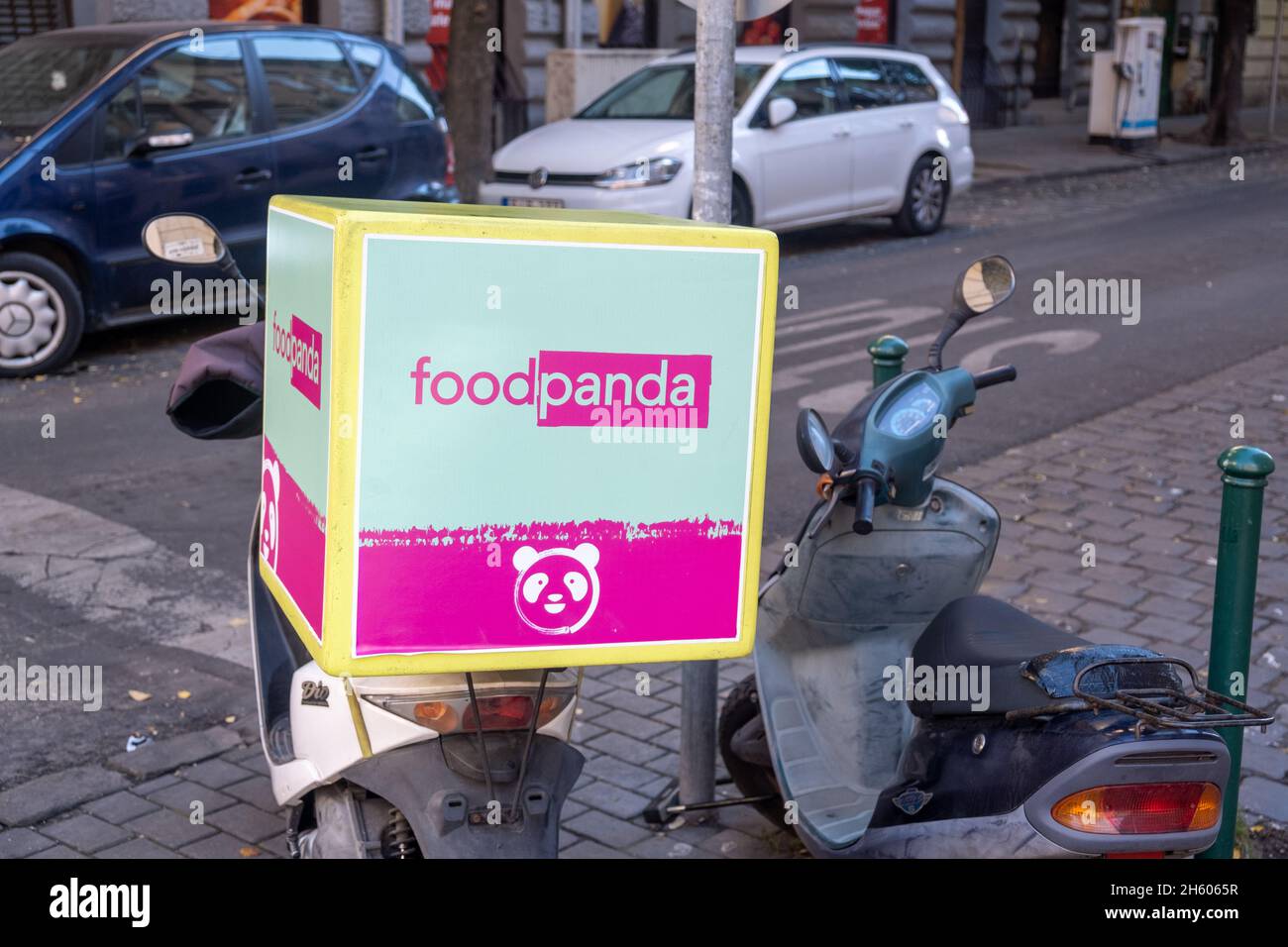 Budapest, Hungary 1 November 2021 FoodPanda food delivery company service logo, Illustrative