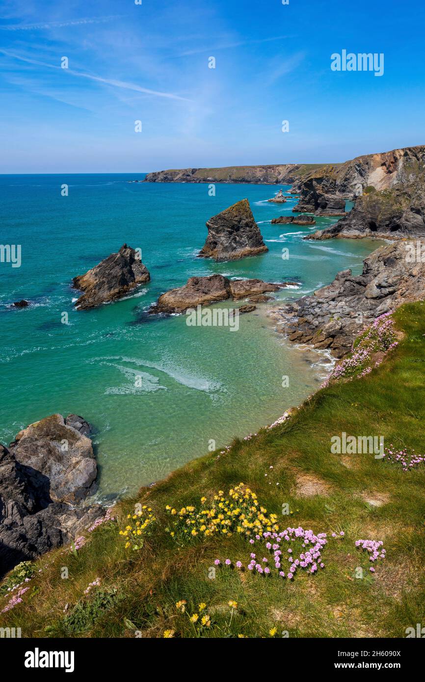 Bedruthan Steps; Cornwall; UK Stock Photo